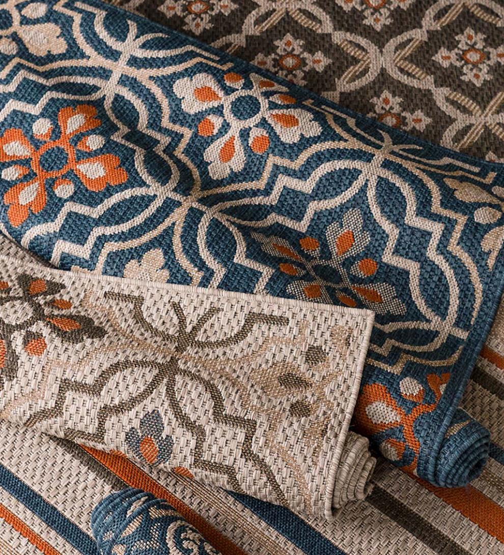 Plow & Hearth Synthetic Rugs Indoor Living Cambridge Tilework Indoor/Outdoor Rug