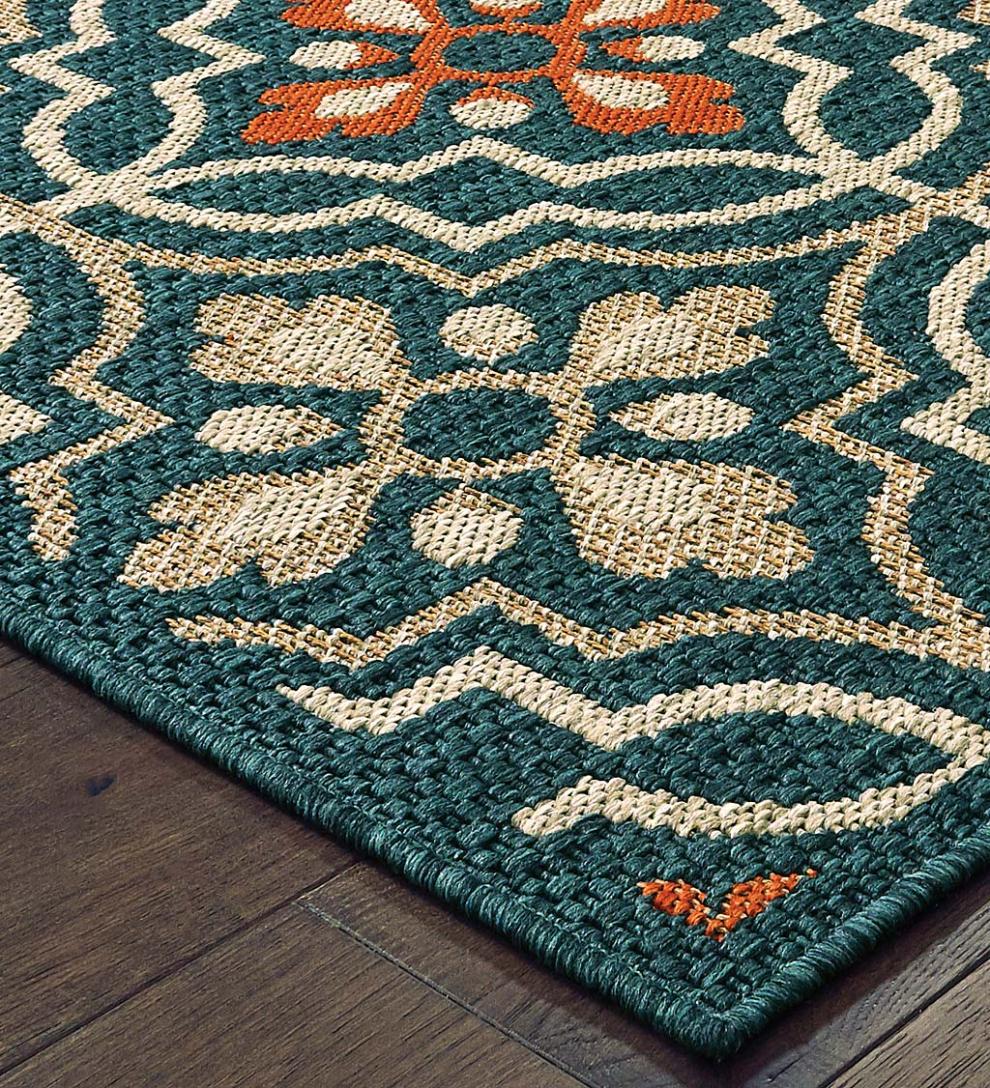 Plow & Hearth Synthetic Rugs Indoor Living Cambridge Tilework Indoor/Outdoor Rug
