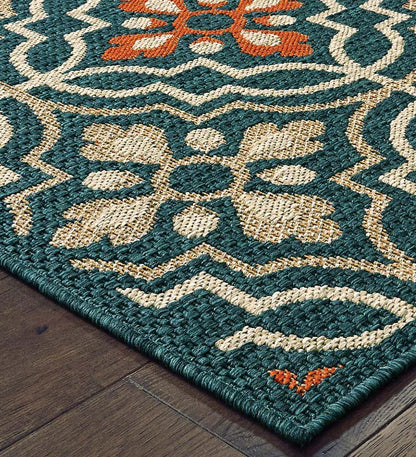Plow & Hearth Synthetic Rugs Indoor Living Cambridge Tilework Indoor/Outdoor Rug