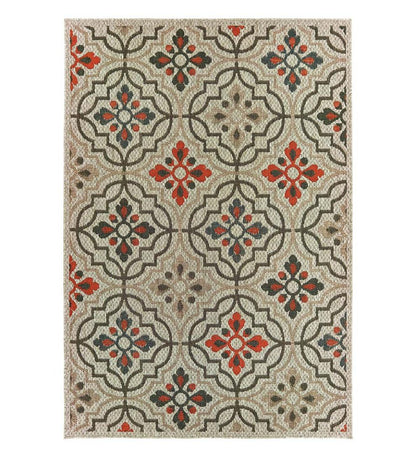 Plow & Hearth Synthetic Rugs Indoor Living Cambridge Tilework Indoor/Outdoor Rug