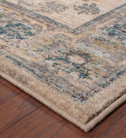 Plow & Hearth Synthetic Rugs Indoor Living Covington Ivory And Blue Antiqued Floral Rug
