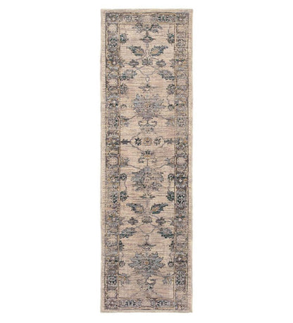 Plow & Hearth Synthetic Rugs Indoor Living Covington Ivory And Blue Antiqued Floral Rug