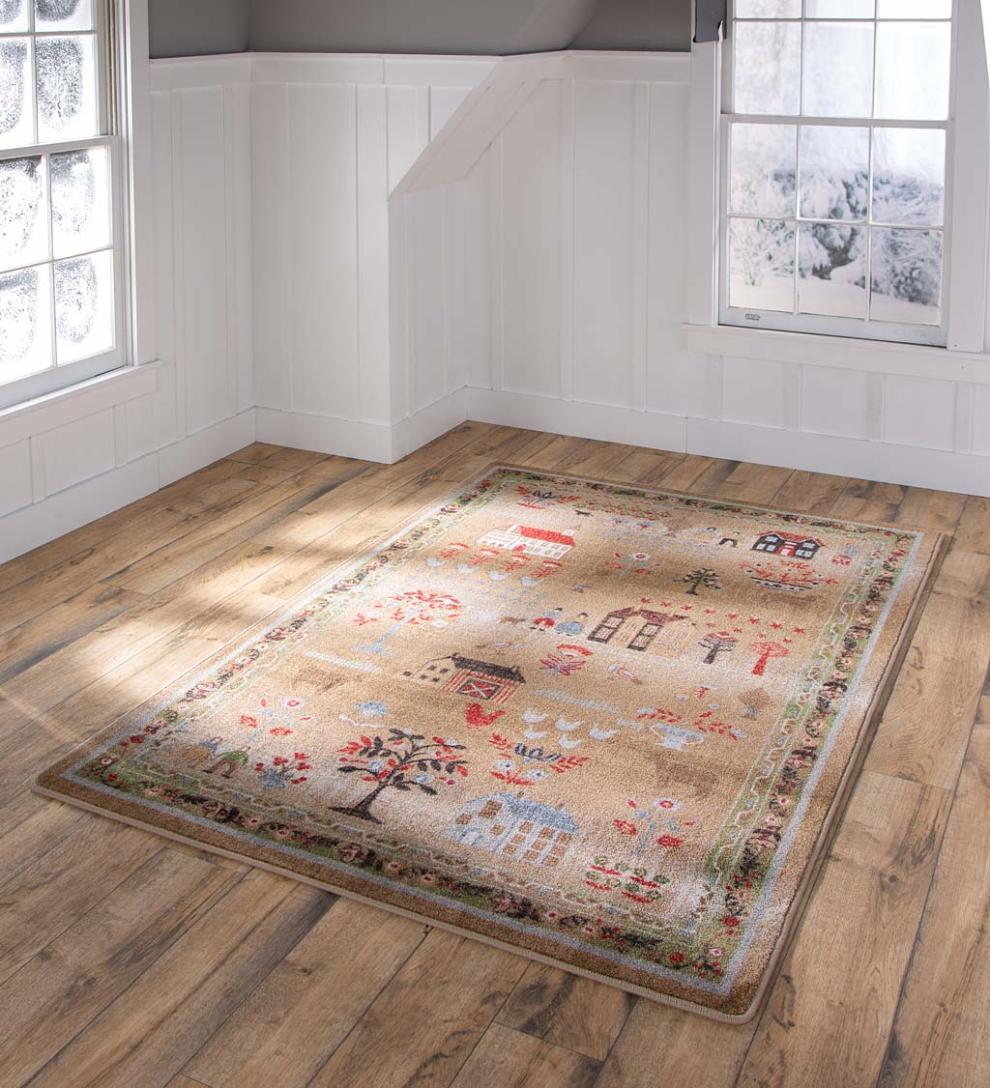 Plow & Hearth Synthetic Rugs Indoor Living Grafton Folk Art Endurastran Rug