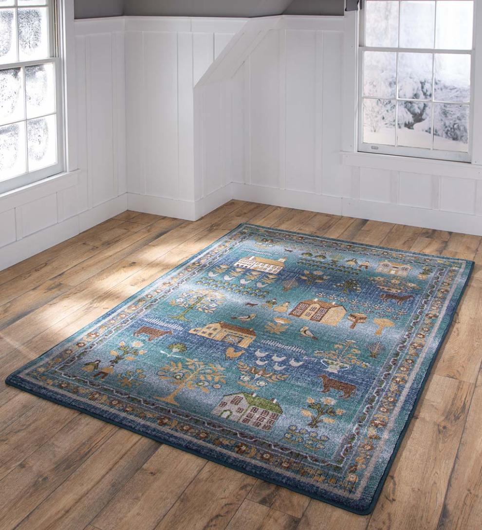 Plow & Hearth Synthetic Rugs Indoor Living Grafton Folk Art Endurastran Rug
