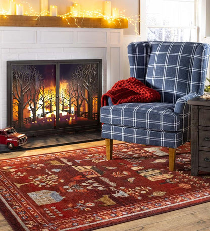 Plow & Hearth Synthetic Rugs Indoor Living Grafton Folk Art Endurastran Rug
