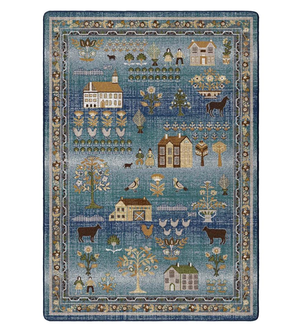 Plow & Hearth Synthetic Rugs Indoor Living Grafton Folk Art Endurastran Rug