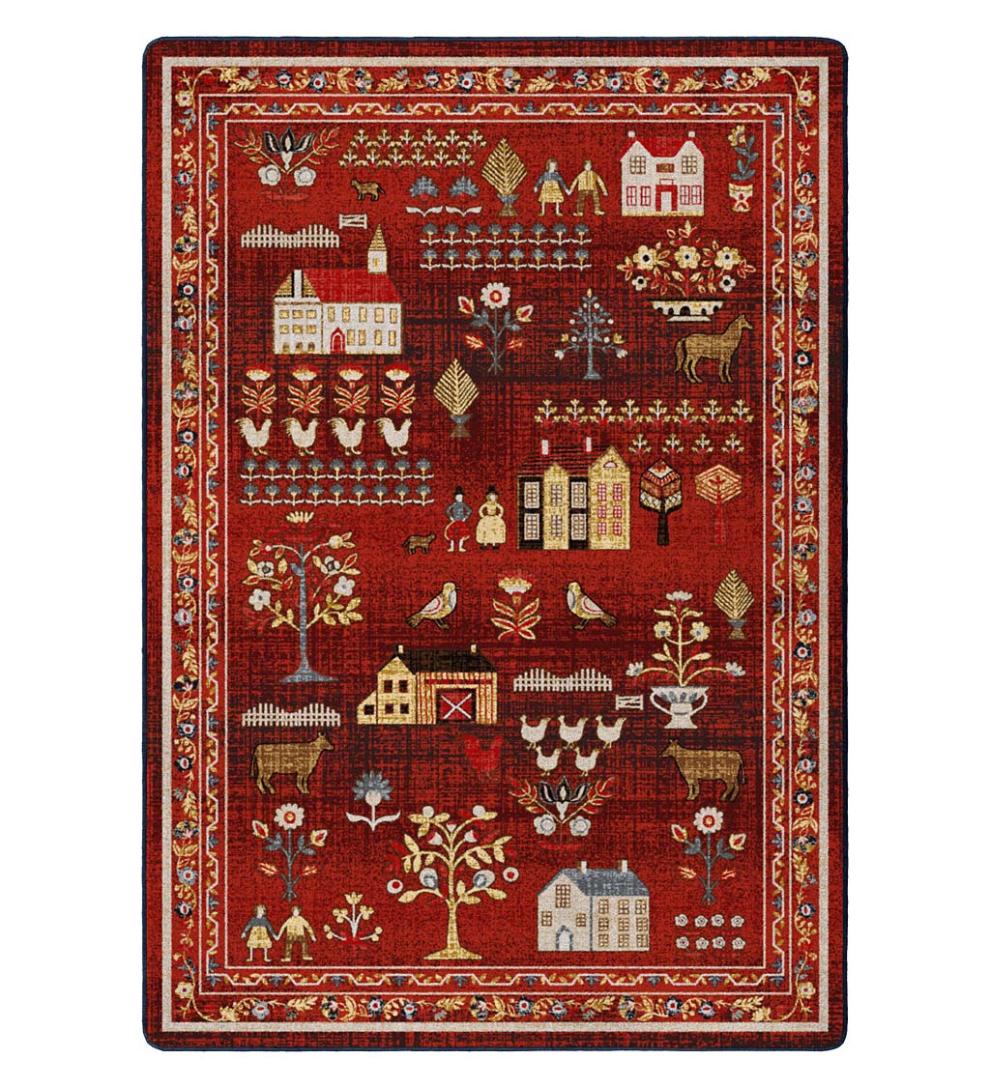 Plow & Hearth Synthetic Rugs Indoor Living Grafton Folk Art Endurastran Rug