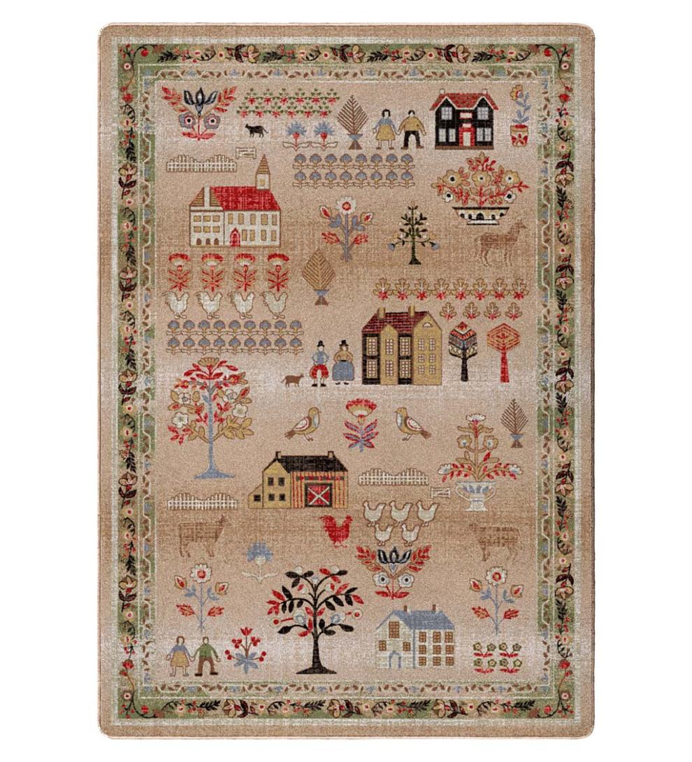 Plow & Hearth Synthetic Rugs Indoor Living Grafton Folk Art Endurastran Rug