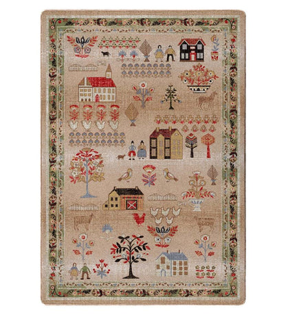 Plow & Hearth Synthetic Rugs Indoor Living Grafton Folk Art Endurastran Rug
