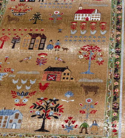 Plow & Hearth Synthetic Rugs Indoor Living Grafton Folk Art Endurastran Rug