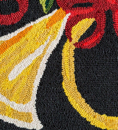 Plow & Hearth Synthetic Rugs Indoor Living Holiday French Horn Hooked Rug