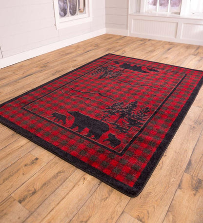 Plow & Hearth Synthetic Rugs Indoor Living Huntington Bear Buffalo Check Endurastran Rug