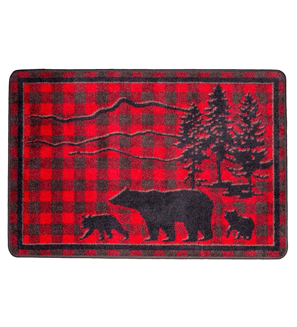 Plow & Hearth Synthetic Rugs Indoor Living Huntington Bear Buffalo Check Endurastran Rug