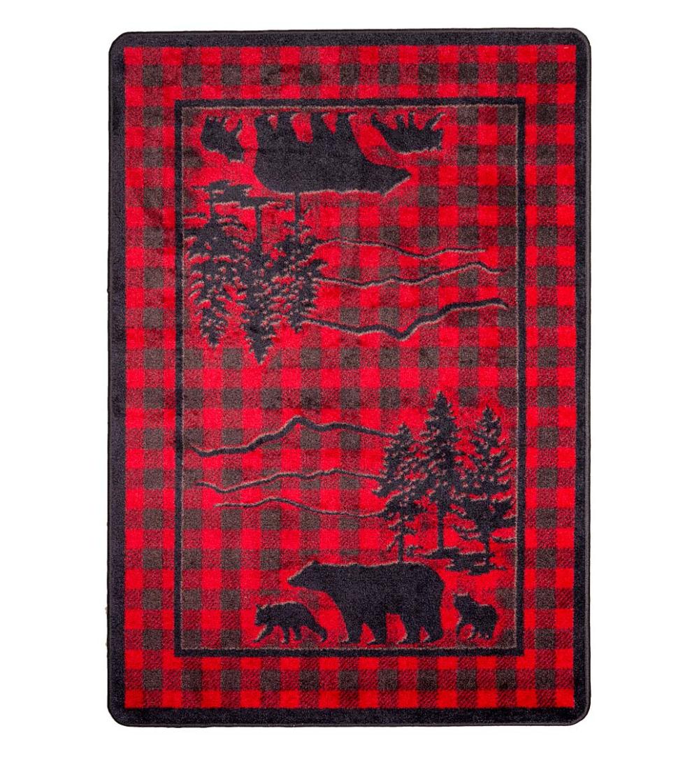 Plow & Hearth Synthetic Rugs Indoor Living Huntington Bear Buffalo Check Endurastran Rug