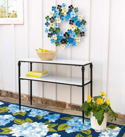 Plow & Hearth Synthetic Rugs Indoor Living Hydrangea Indoor/Outdoor Rug
