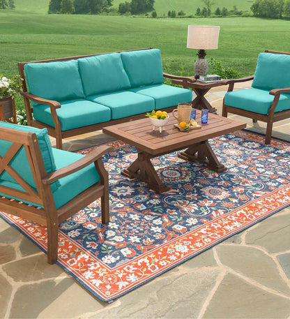 Plow & Hearth Synthetic Rugs Indoor Living Indoor/Outdoor Brunswick Border Polypropylene Rug