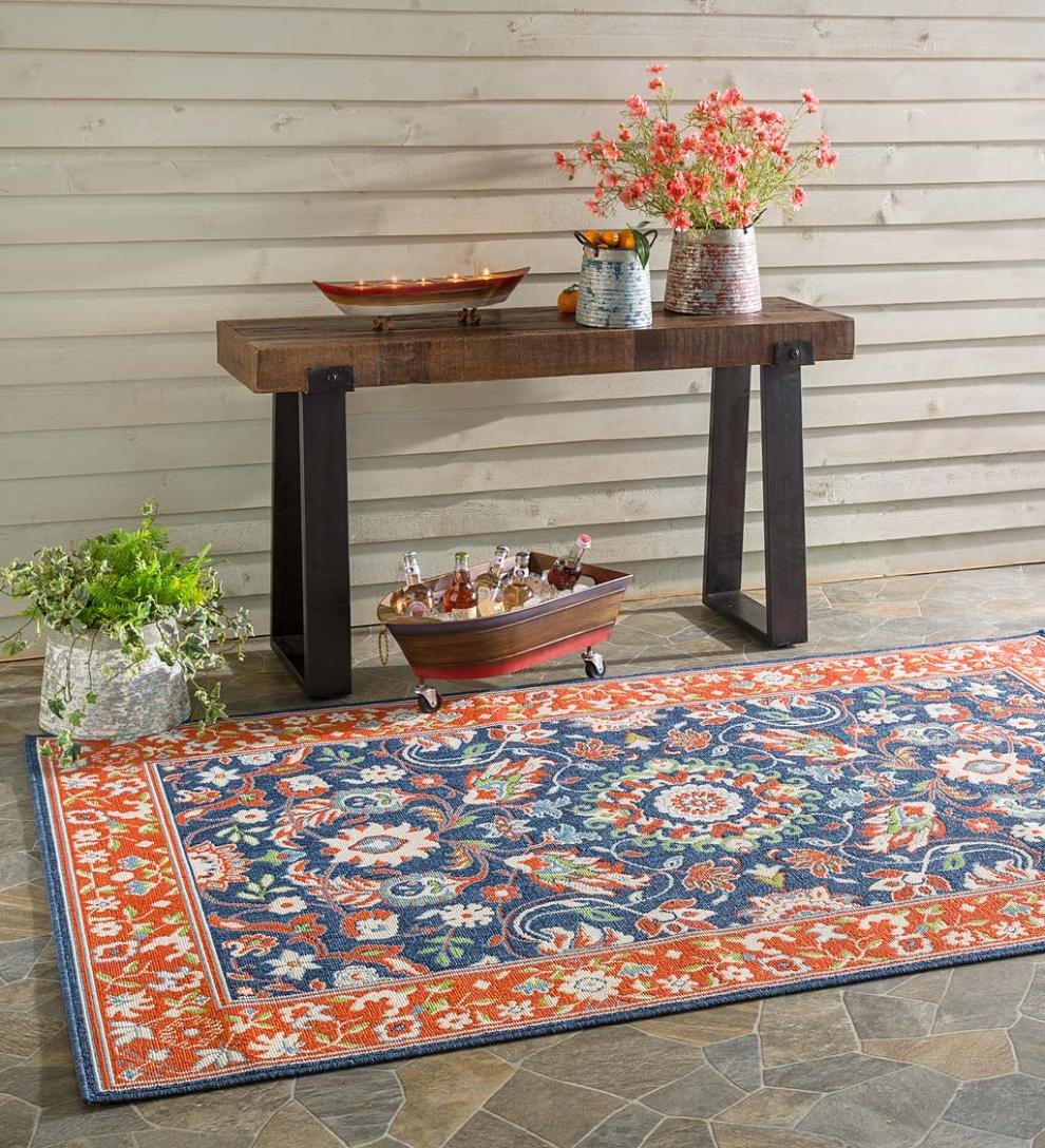 Plow & Hearth Synthetic Rugs Indoor Living Indoor/Outdoor Brunswick Border Polypropylene Rug