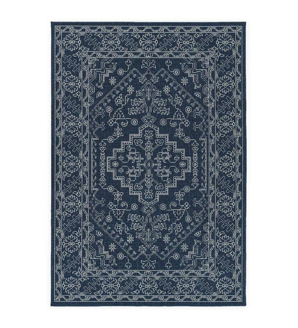 Plow & Hearth Synthetic Rugs Indoor Living Indoor/Outdoor Brunswick Damask Polypropylene Rug
