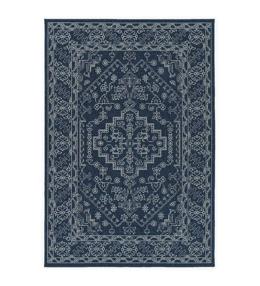 Plow & Hearth Synthetic Rugs Indoor Living Indoor/Outdoor Brunswick Damask Polypropylene Rug