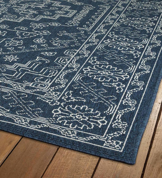 Plow & Hearth Synthetic Rugs Indoor Living Indoor/Outdoor Brunswick Damask Polypropylene Rug