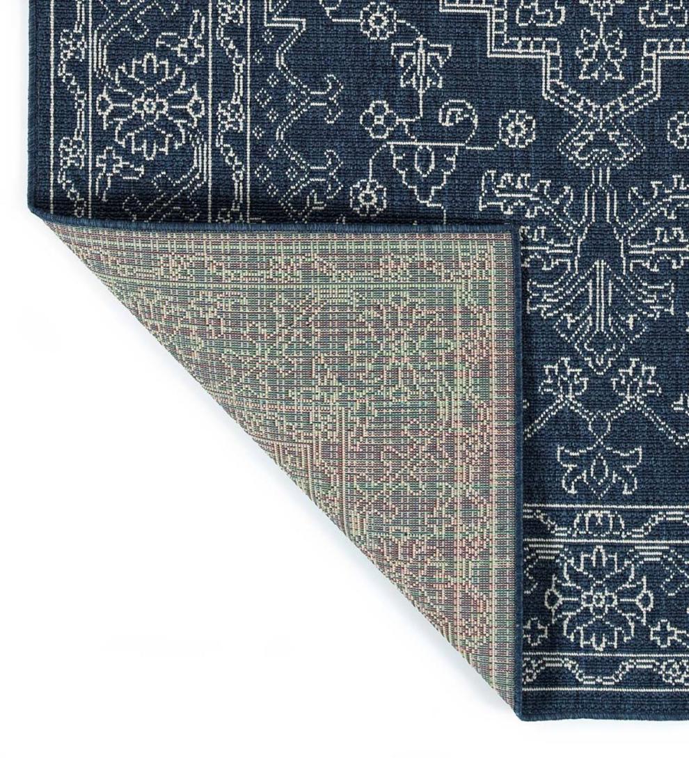 Plow & Hearth Synthetic Rugs Indoor Living Indoor/Outdoor Brunswick Damask Polypropylene Rug