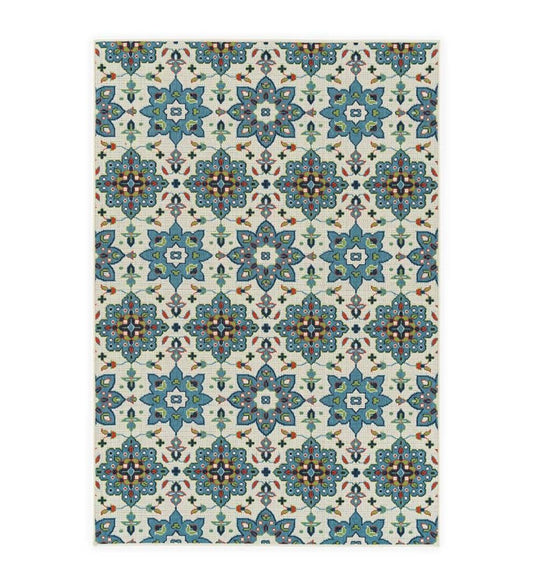 Plow & Hearth Synthetic Rugs Indoor Living Indoor/Outdoor Brunswick Floral Polypropylene Rug