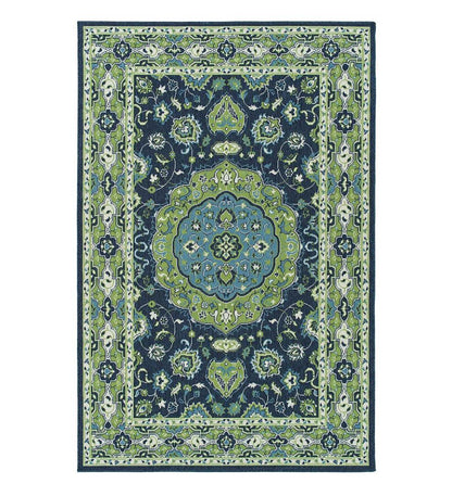 Plow & Hearth Synthetic Rugs Indoor Living Indoor/Outdoor Brunswick Wreath Polypropylene Rug