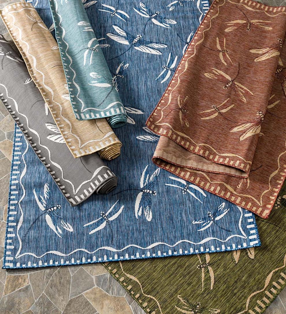 Plow & Hearth Synthetic Rugs Indoor Living Indoor/Outdoor Dragonfly Rug