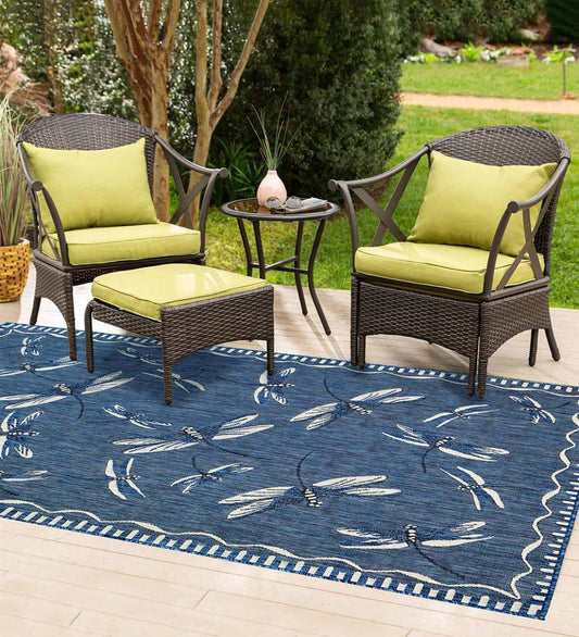Plow & Hearth Synthetic Rugs Indoor Living Indoor/Outdoor Dragonfly Rug