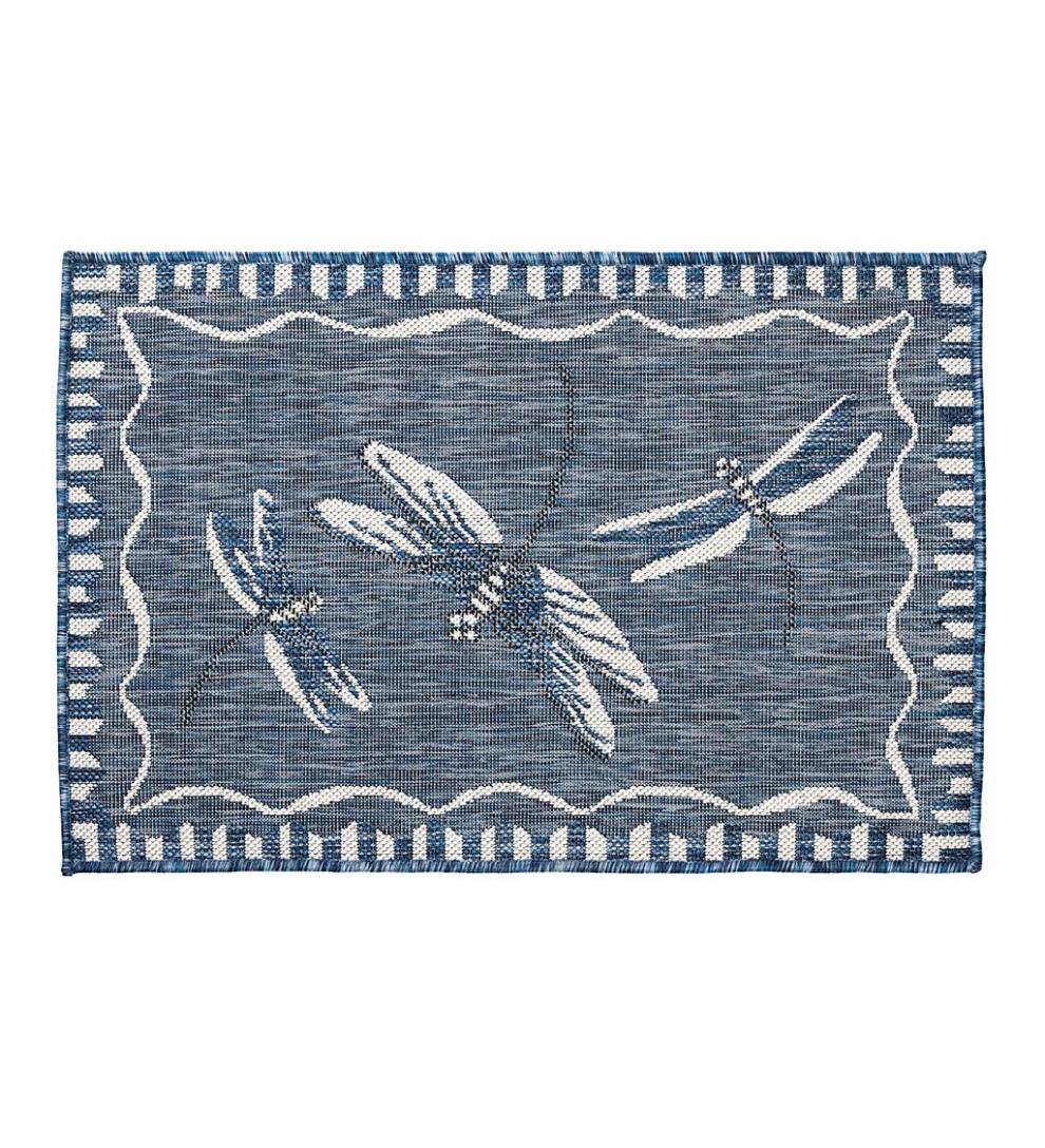 Plow & Hearth Synthetic Rugs Indoor Living Indoor/Outdoor Dragonfly Rug