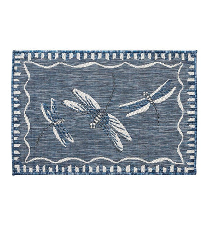Plow & Hearth Synthetic Rugs Indoor Living Indoor/Outdoor Dragonfly Rug