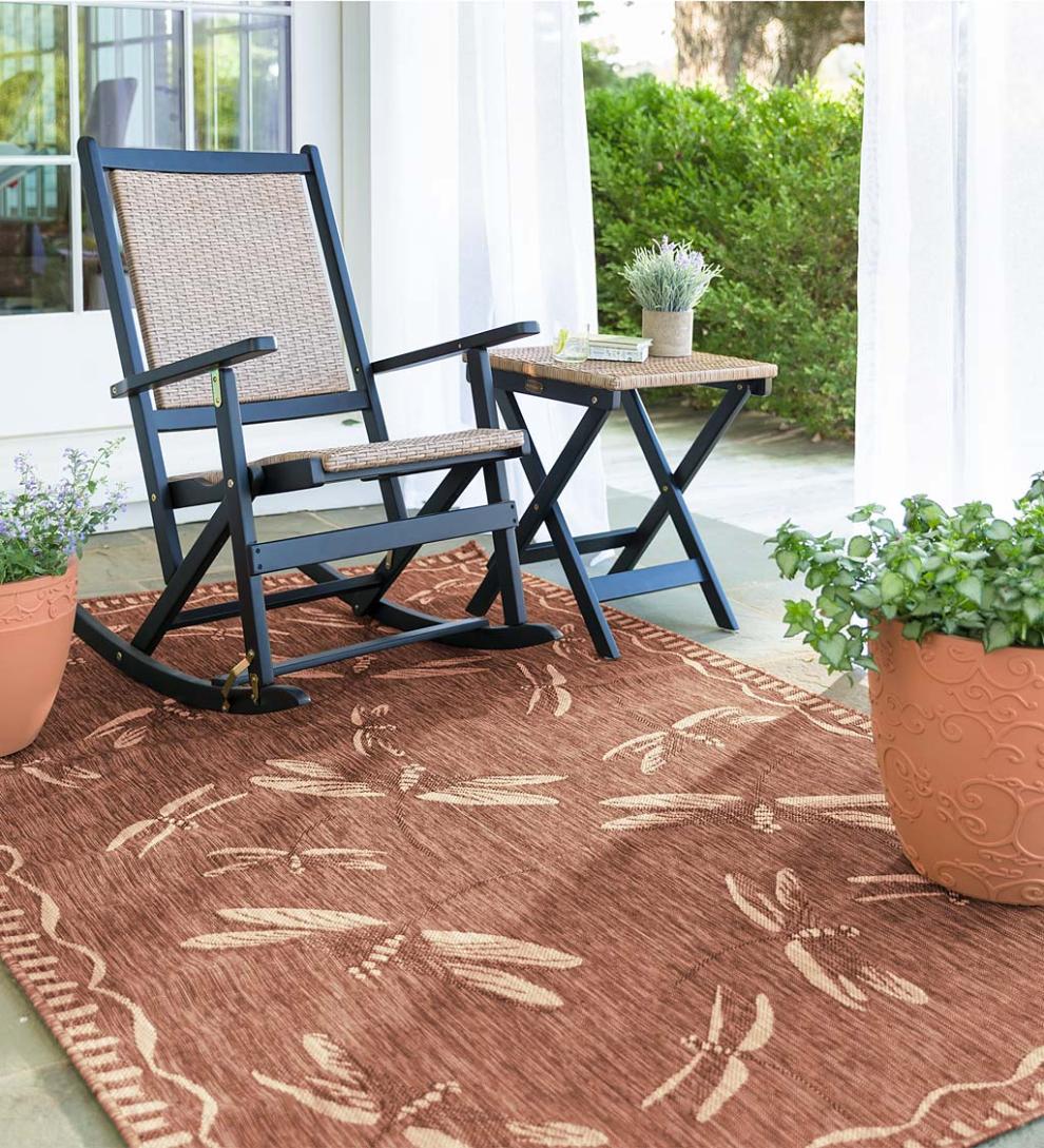 Plow & Hearth Synthetic Rugs Indoor Living Indoor/Outdoor Dragonfly Rug