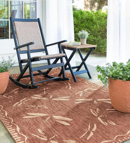 Plow & Hearth Synthetic Rugs Indoor Living Indoor/Outdoor Dragonfly Rug