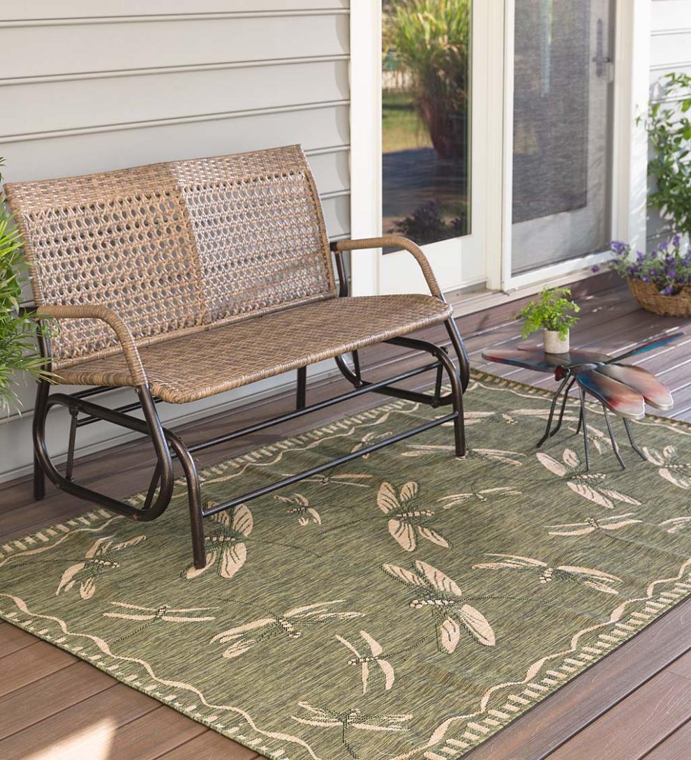 Plow & Hearth Synthetic Rugs Indoor Living Indoor/Outdoor Dragonfly Rug