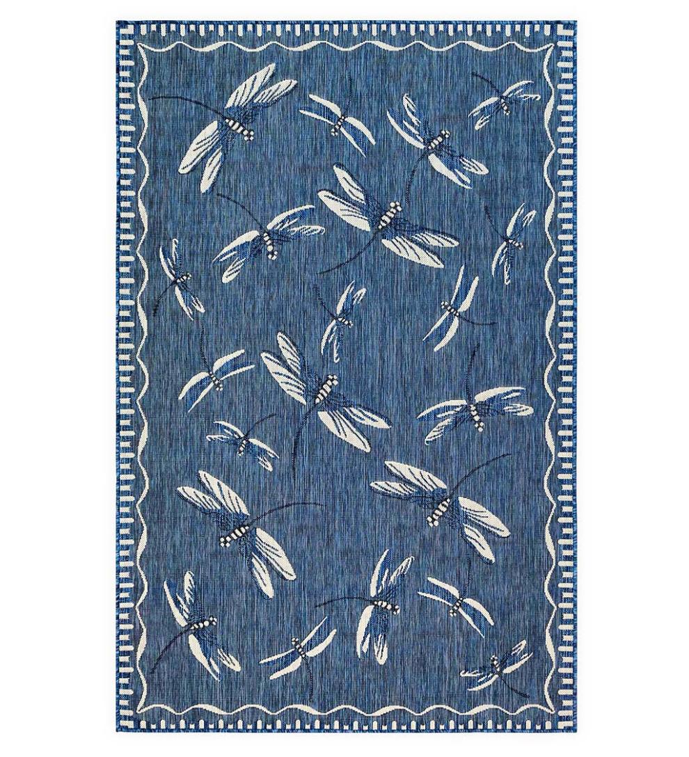 Plow & Hearth Synthetic Rugs Indoor Living Indoor/Outdoor Dragonfly Rug