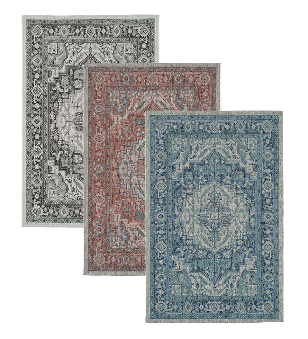 Plow & Hearth Synthetic Rugs Indoor Living Indoor/Outdoor Lake Placid Damask Polypropylene Rug