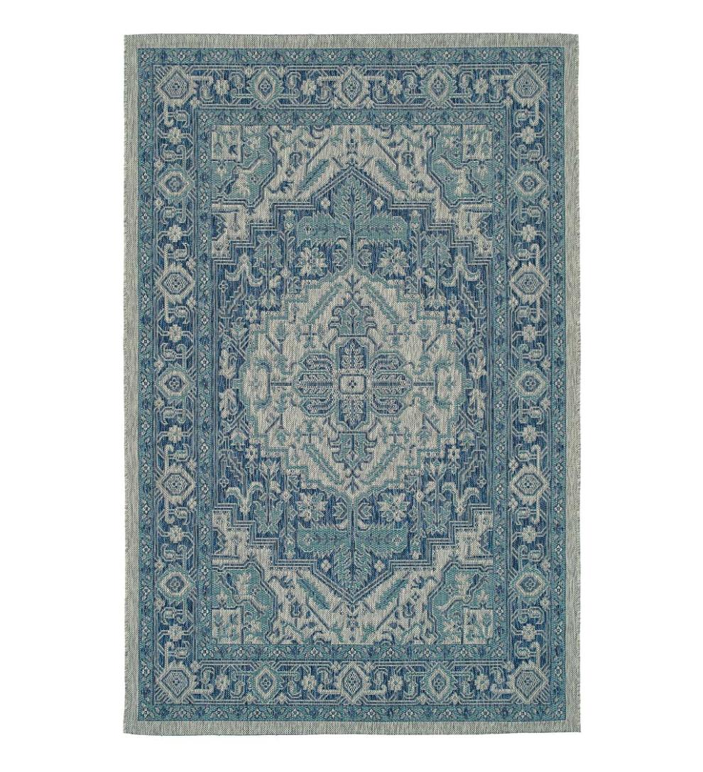 Plow & Hearth Synthetic Rugs Indoor Living Indoor/Outdoor Lake Placid Damask Polypropylene Rug