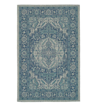 Plow & Hearth Synthetic Rugs Indoor Living Indoor/Outdoor Lake Placid Damask Polypropylene Rug