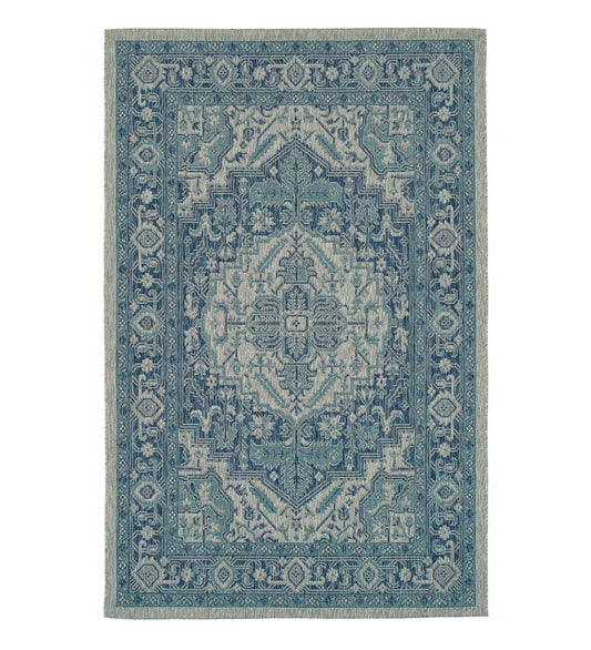 Plow & Hearth Synthetic Rugs Indoor Living Indoor/Outdoor Lake Placid Damask Polypropylene Rug