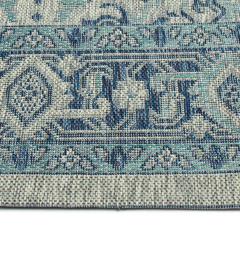 Plow & Hearth Synthetic Rugs Indoor Living Indoor/Outdoor Lake Placid Damask Polypropylene Rug
