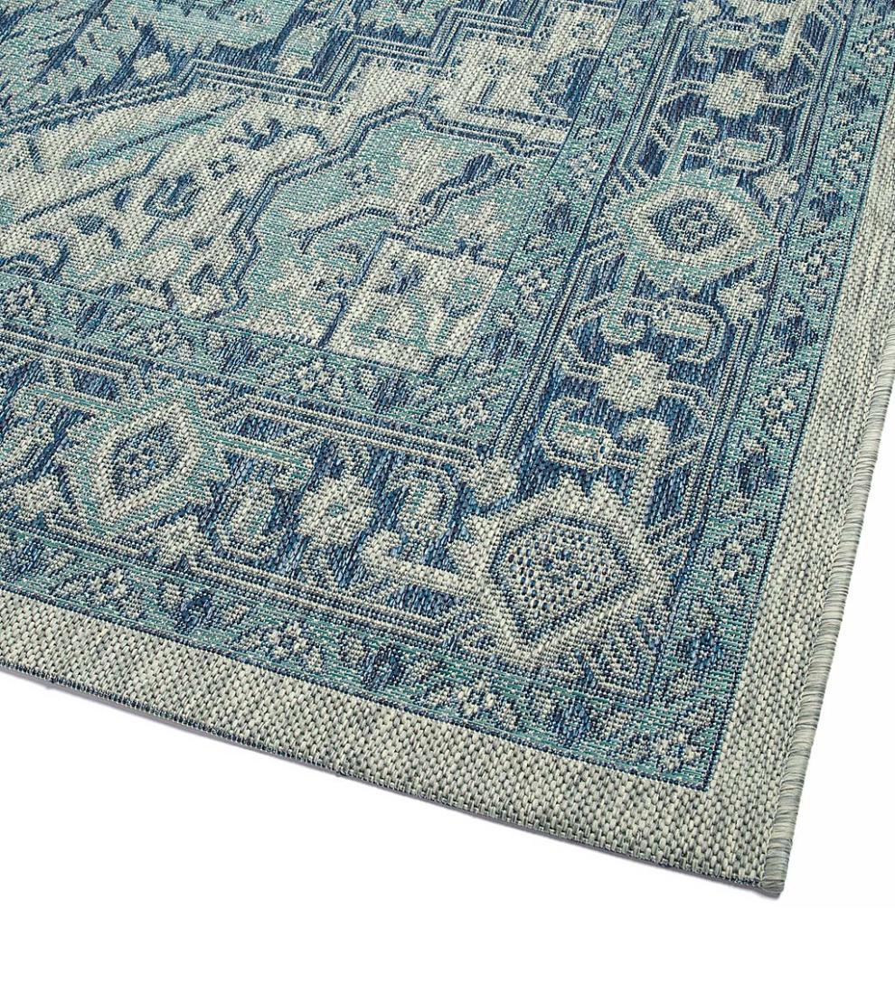 Plow & Hearth Synthetic Rugs Indoor Living Indoor/Outdoor Lake Placid Damask Polypropylene Rug