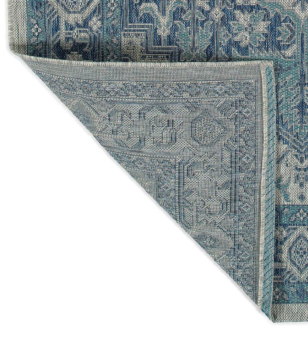 Plow & Hearth Synthetic Rugs Indoor Living Indoor/Outdoor Lake Placid Damask Polypropylene Rug