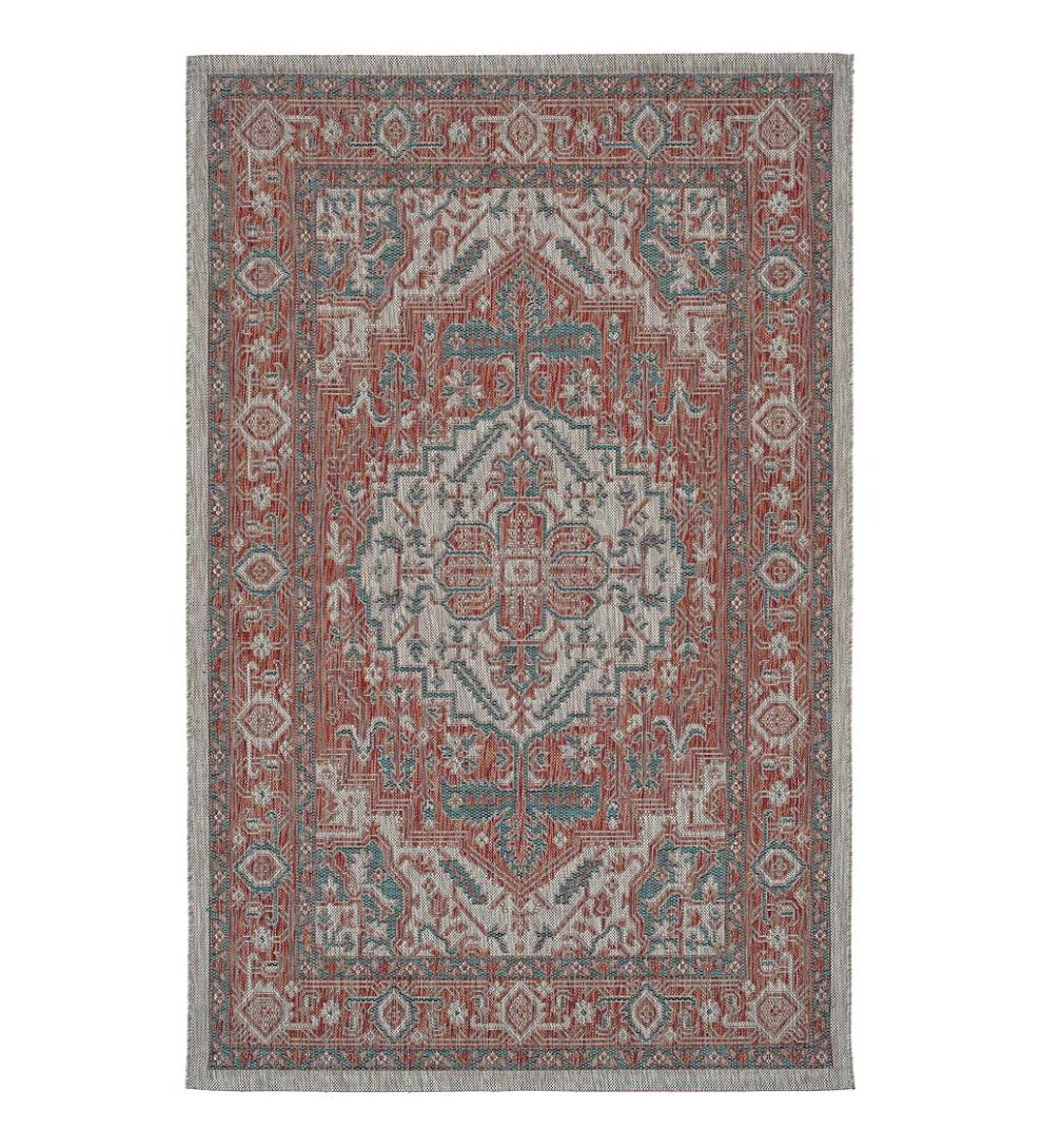 Plow & Hearth Synthetic Rugs Indoor Living Indoor/Outdoor Lake Placid Damask Polypropylene Rug