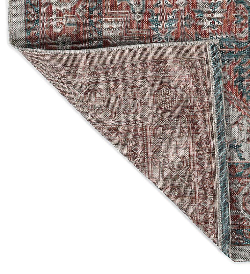 Plow & Hearth Synthetic Rugs Indoor Living Indoor/Outdoor Lake Placid Damask Polypropylene Rug