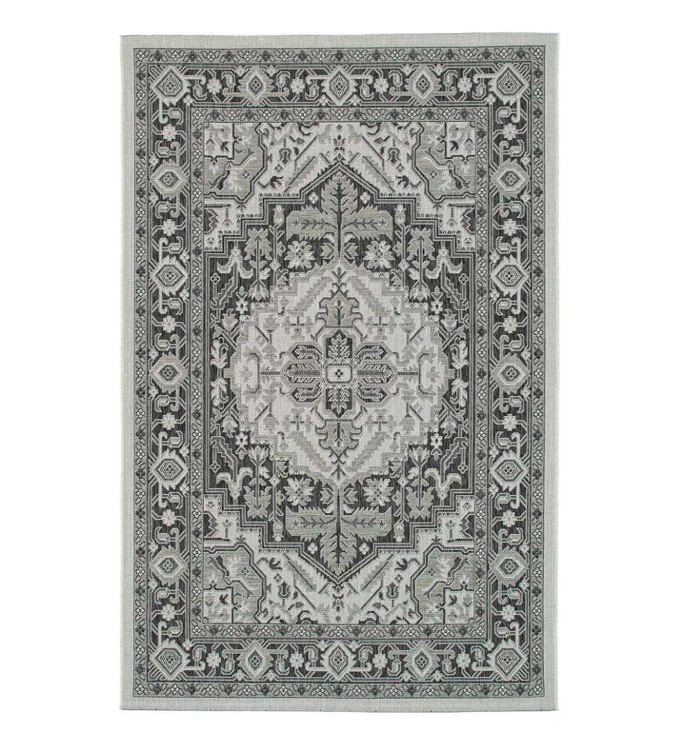 Plow & Hearth Synthetic Rugs Indoor Living Indoor/Outdoor Lake Placid Damask Polypropylene Rug