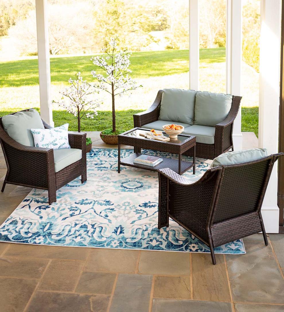 Plow & Hearth Synthetic Rugs Indoor Living Indoor/Outdoor Oakland Garden Polypropylene Rug