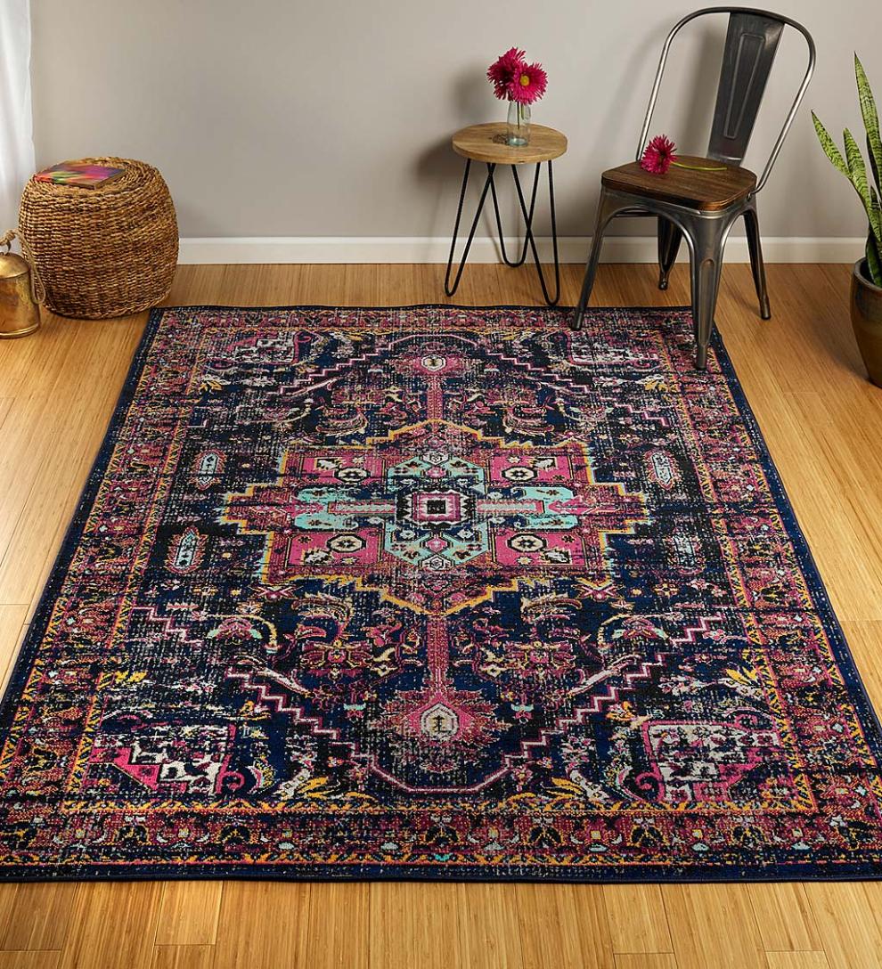 Plow & Hearth Synthetic Rugs Indoor Living Indoor/Outdoor Oakland Medallion Polypropylene Rug