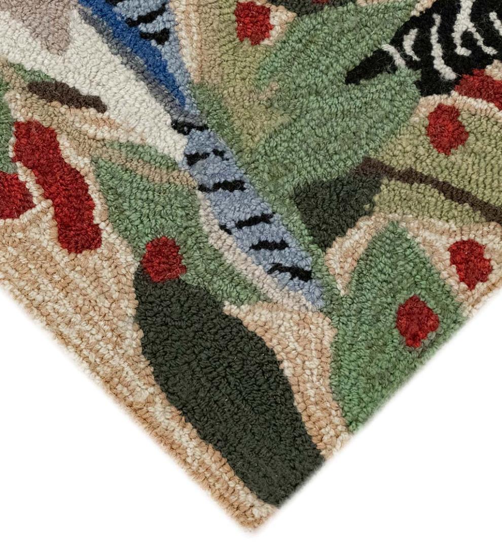 Plow & Hearth Synthetic Rugs Indoor Living Indoor/Outdoor Synthetic Blend Birds Border Rug