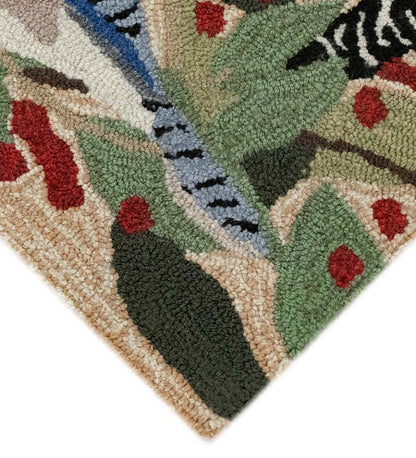 Plow & Hearth Synthetic Rugs Indoor Living Indoor/Outdoor Synthetic Blend Birds Border Rug