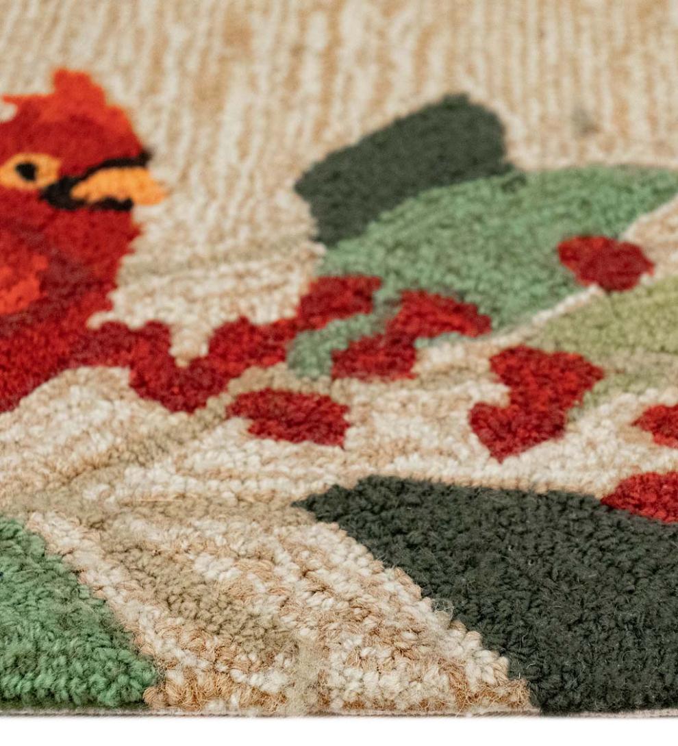 Plow & Hearth Synthetic Rugs Indoor Living Indoor/Outdoor Synthetic Blend Birds Border Rug